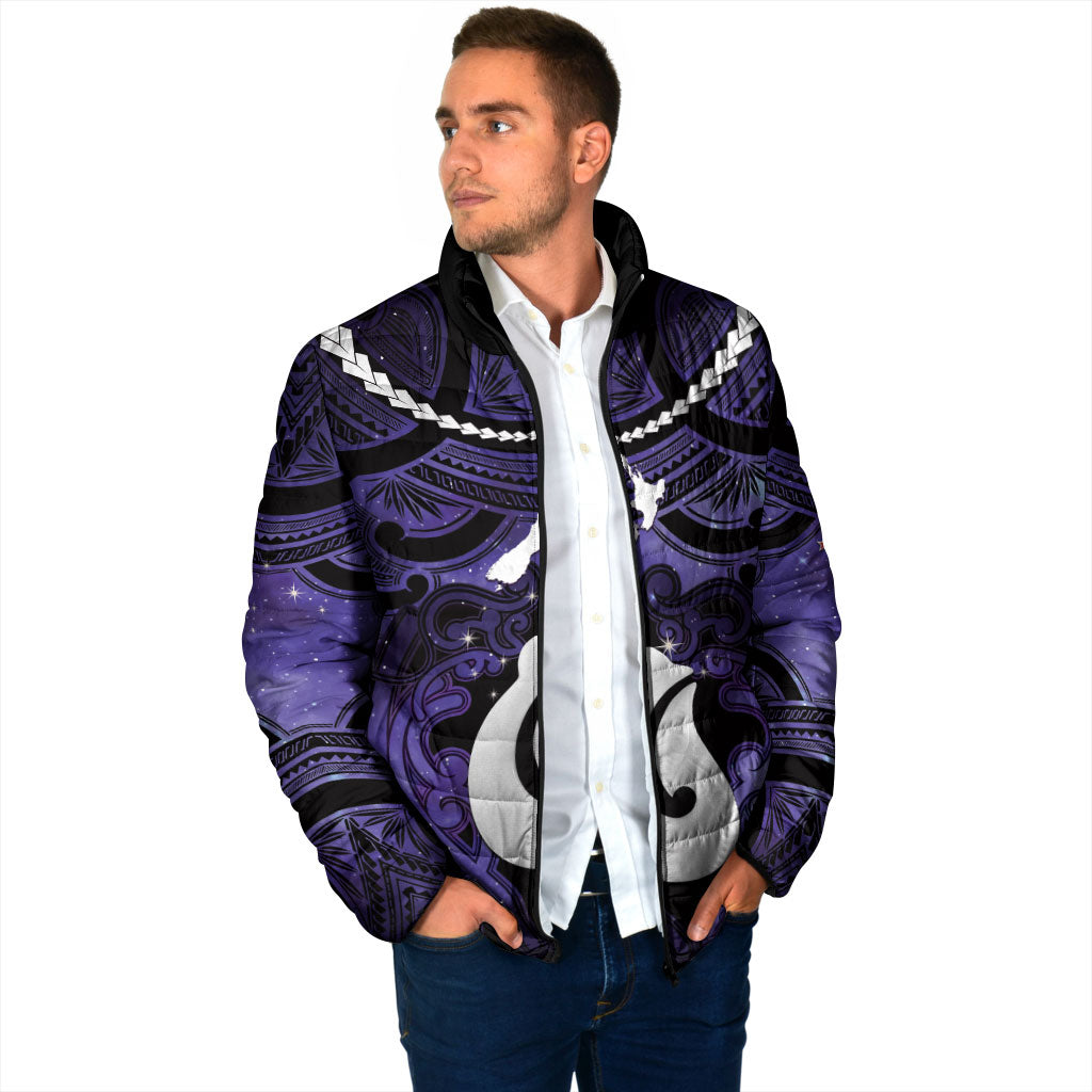 Personalised Maori Matariki Hei Matau Waiporoporo Padded Jacket Maori Kowhaiwhai Pattern Galaxy