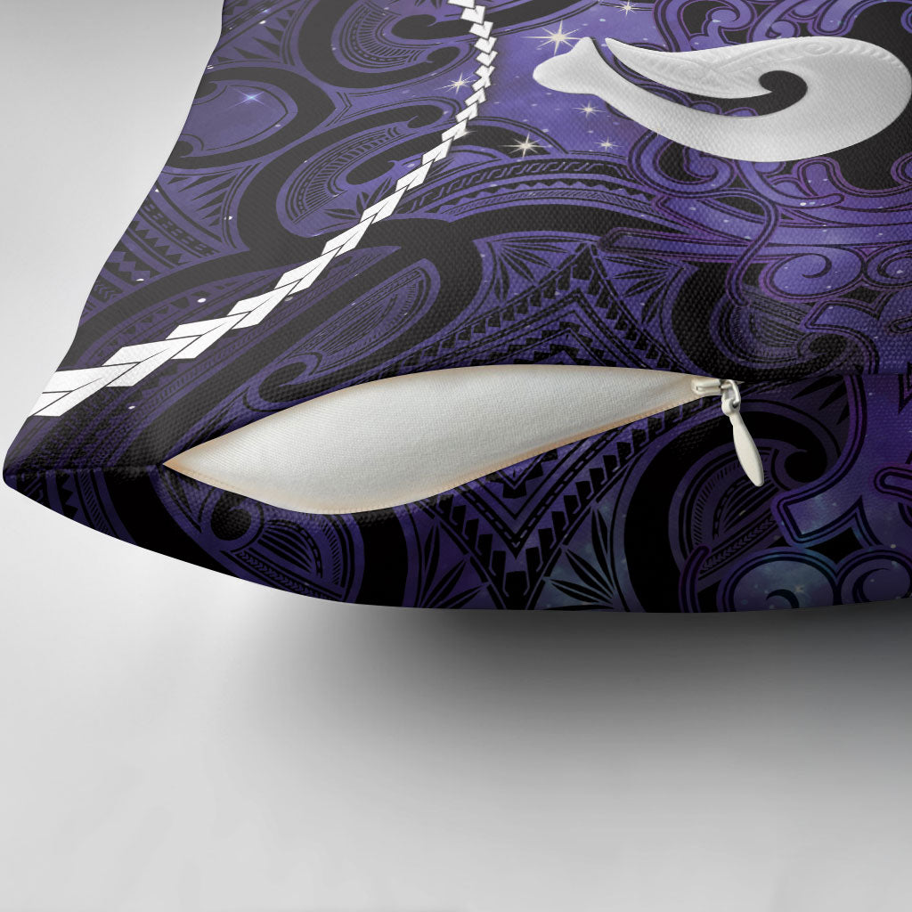 Maori Matariki Hei Matau Waiporoporo Pillow Cover Maori Kowhaiwhai Pattern Galaxy