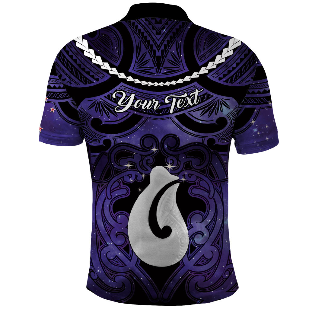 Personalised Maori Matariki Hei Matau Waiporoporo Polo Shirt Maori Kowhaiwhai Pattern Galaxy
