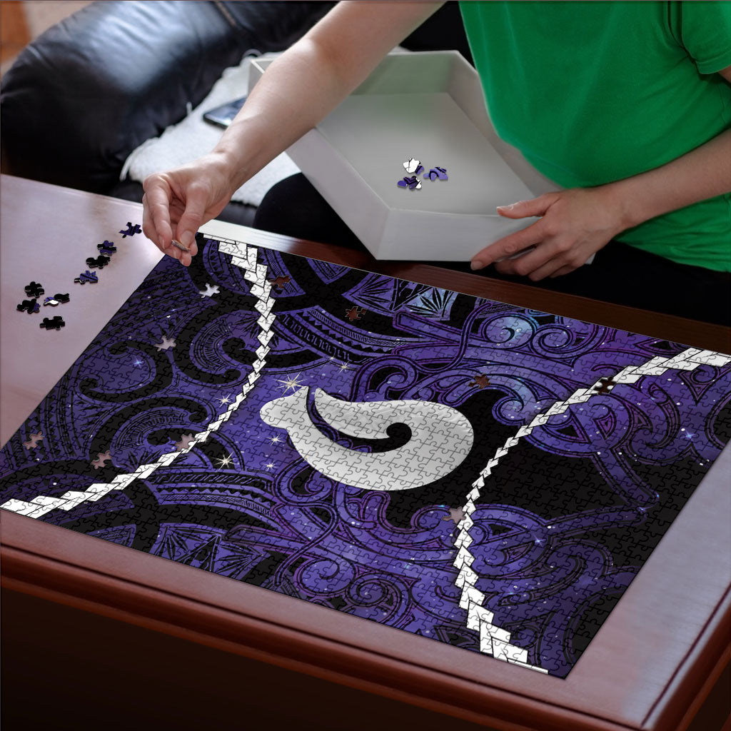 Maori Matariki Hei Matau Waiporoporo Puzzle Maori Kowhaiwhai Pattern Galaxy LT01 - Polynesian Pride