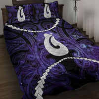 Maori Matariki Hei Matau Waiporoporo Quilt Bed Set Maori Kowhaiwhai Pattern Galaxy LT01 Purple - Polynesian Pride