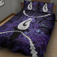 Maori Matariki Hei Matau Waiporoporo Quilt Bed Set Maori Kowhaiwhai Pattern Galaxy LT01 - Polynesian Pride