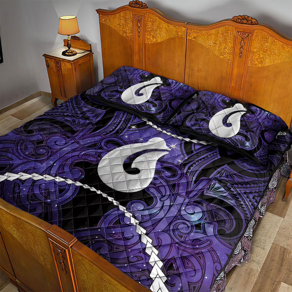 Maori Matariki Hei Matau Waiporoporo Quilt Bed Set Maori Kowhaiwhai Pattern Galaxy LT01 - Polynesian Pride