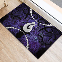 Maori Matariki Hei Matau Waiporoporo Rubber Doormat Maori Kowhaiwhai Pattern Galaxy