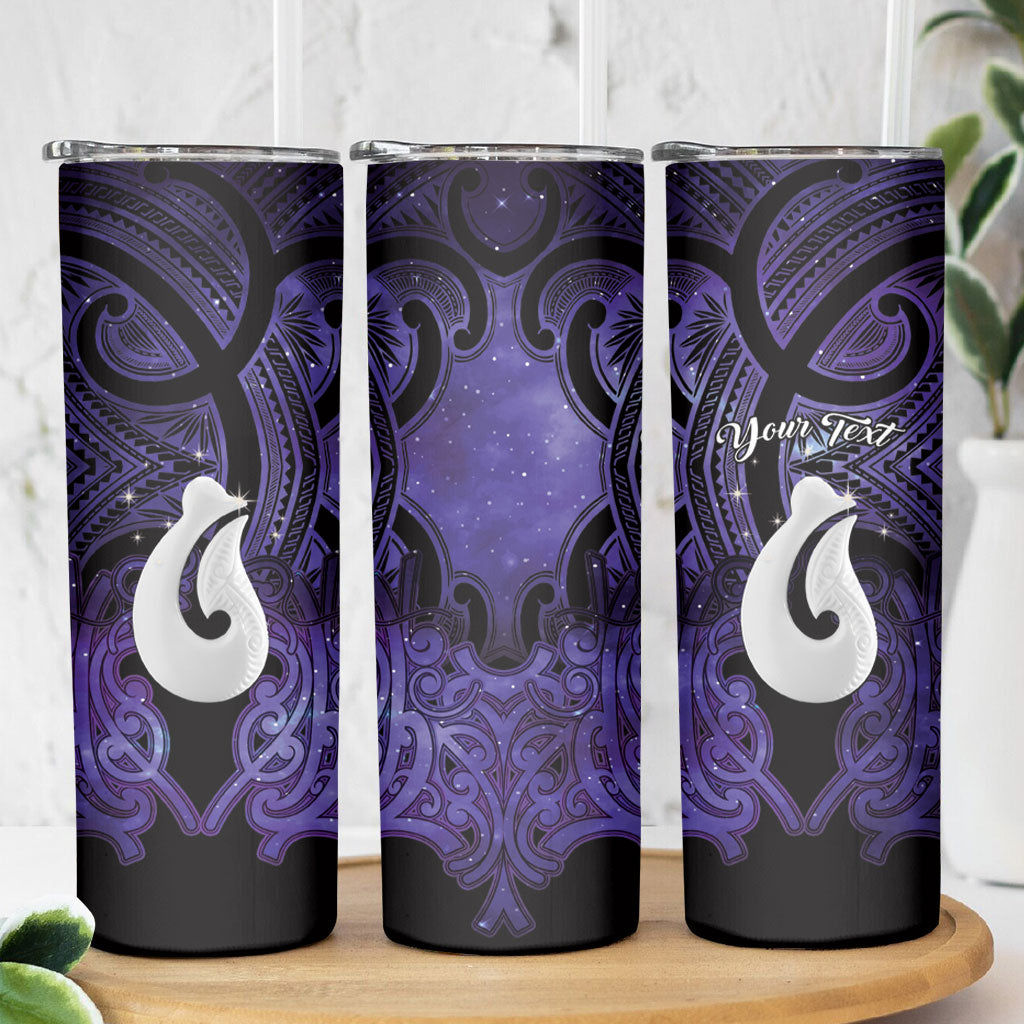 Personalised Maori Matariki Hei Matau Waiporoporo Skinny Tumbler Maori Kowhaiwhai Pattern Galaxy