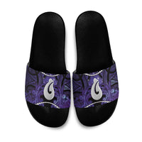 Maori Matariki Hei Matau Waiporoporo Slide Sandals Maori Kowhaiwhai Pattern Galaxy
