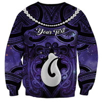 Personalised Maori Matariki Hei Matau Waiporoporo Sweatshirt Maori Kowhaiwhai Pattern Galaxy