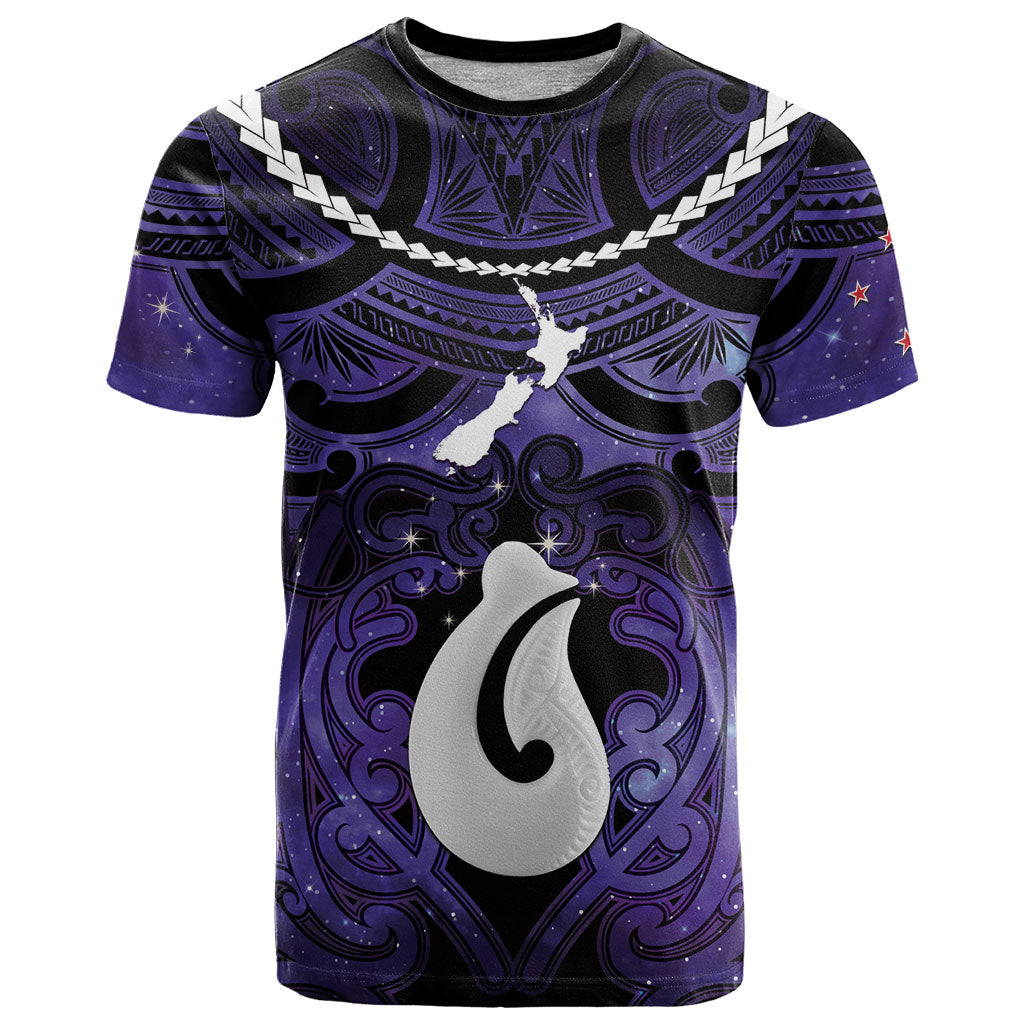 Personalised Maori Matariki Hei Matau Waiporoporo T Shirt Maori Kowhaiwhai Pattern Galaxy