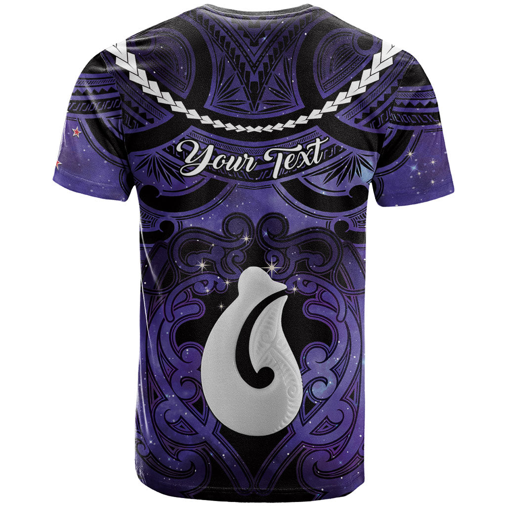 Personalised Maori Matariki Hei Matau Waiporoporo T Shirt Maori Kowhaiwhai Pattern Galaxy