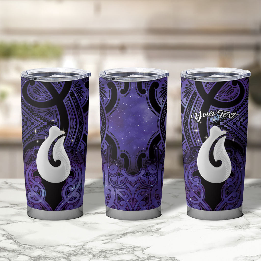 Personalised Maori Matariki Hei Matau Waiporoporo Tumbler Cup Maori Kowhaiwhai Pattern Galaxy