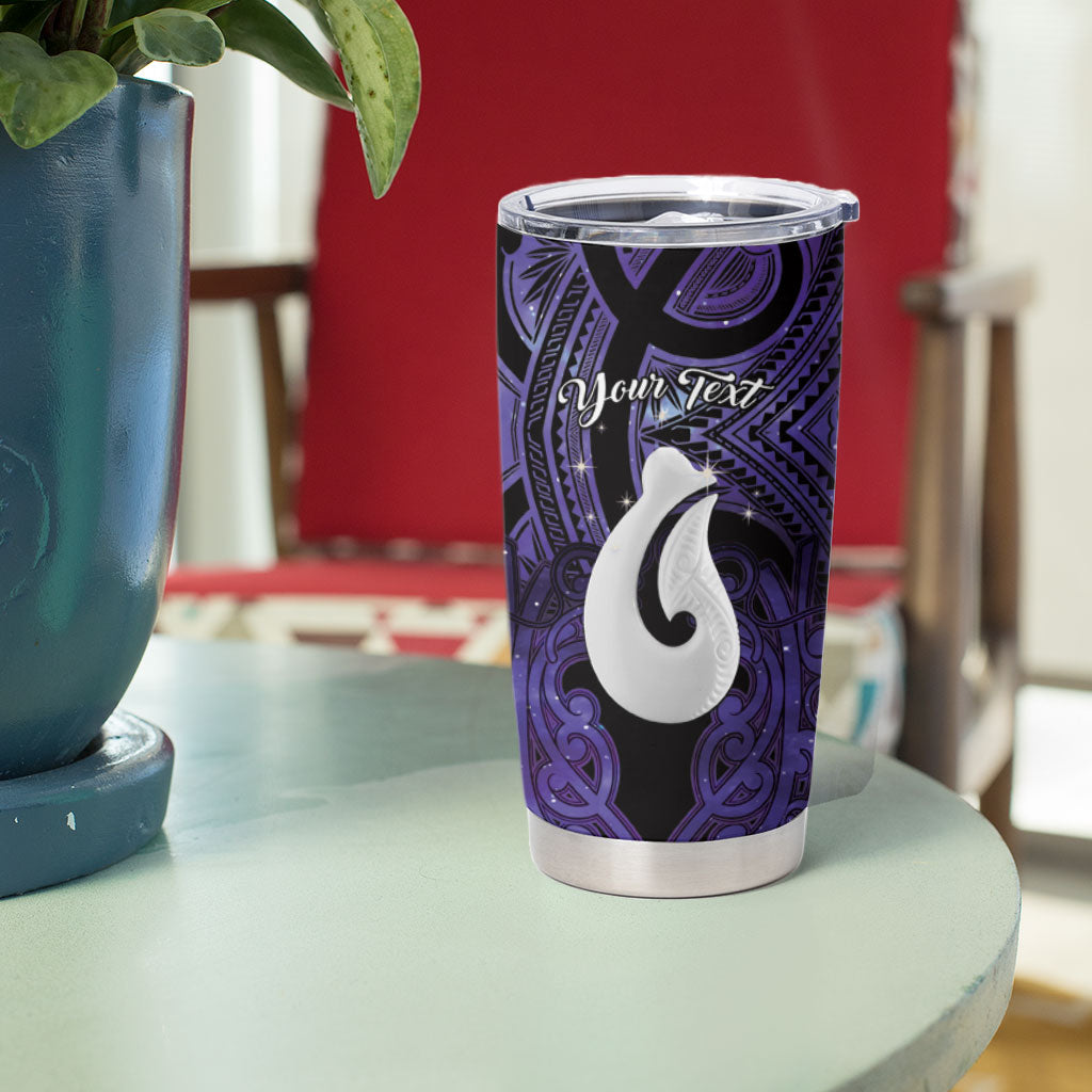 Personalised Maori Matariki Hei Matau Waiporoporo Tumbler Cup Maori Kowhaiwhai Pattern Galaxy