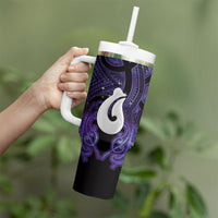 Personalised Maori Matariki Hei Matau Waiporoporo Tumbler With Handle Maori Kowhaiwhai Pattern Galaxy LT01 - Polynesian Pride
