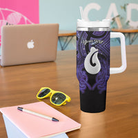 Personalised Maori Matariki Hei Matau Waiporoporo Tumbler With Handle Maori Kowhaiwhai Pattern Galaxy LT01 - Polynesian Pride