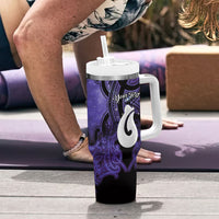 Personalised Maori Matariki Hei Matau Waiporoporo Tumbler With Handle Maori Kowhaiwhai Pattern Galaxy LT01 - Polynesian Pride