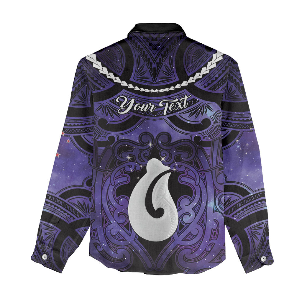 Personalised Maori Matariki Hei Matau Waiporoporo Women Casual Shirt Maori Kowhaiwhai Pattern Galaxy