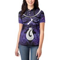 Personalised Maori Matariki Hei Matau Waiporoporo Women Polo Shirt Maori Kowhaiwhai Pattern Galaxy