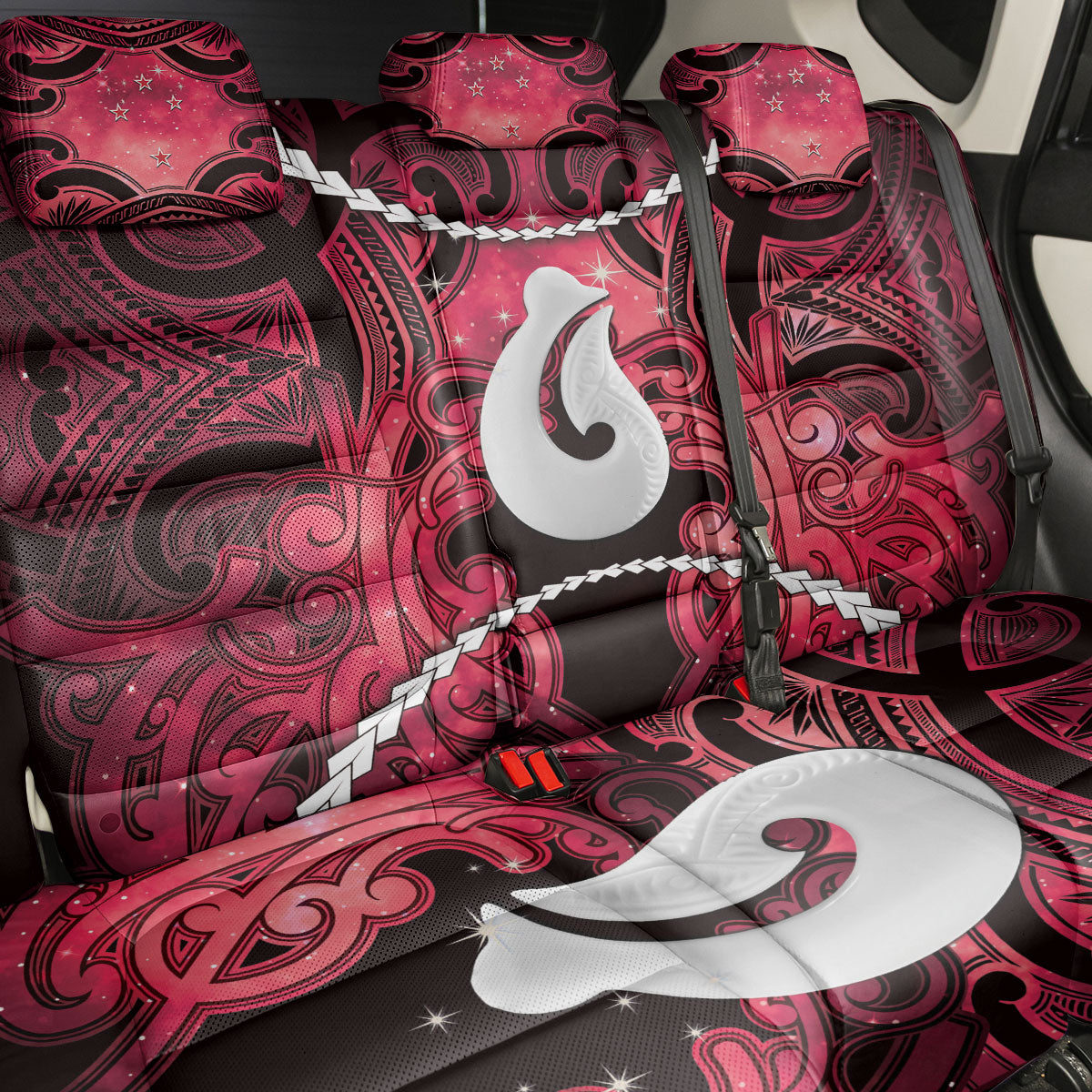Maori Matariki Hei Matau Whero Back Car Seat Cover Maori Kowhaiwhai Pattern Galaxy