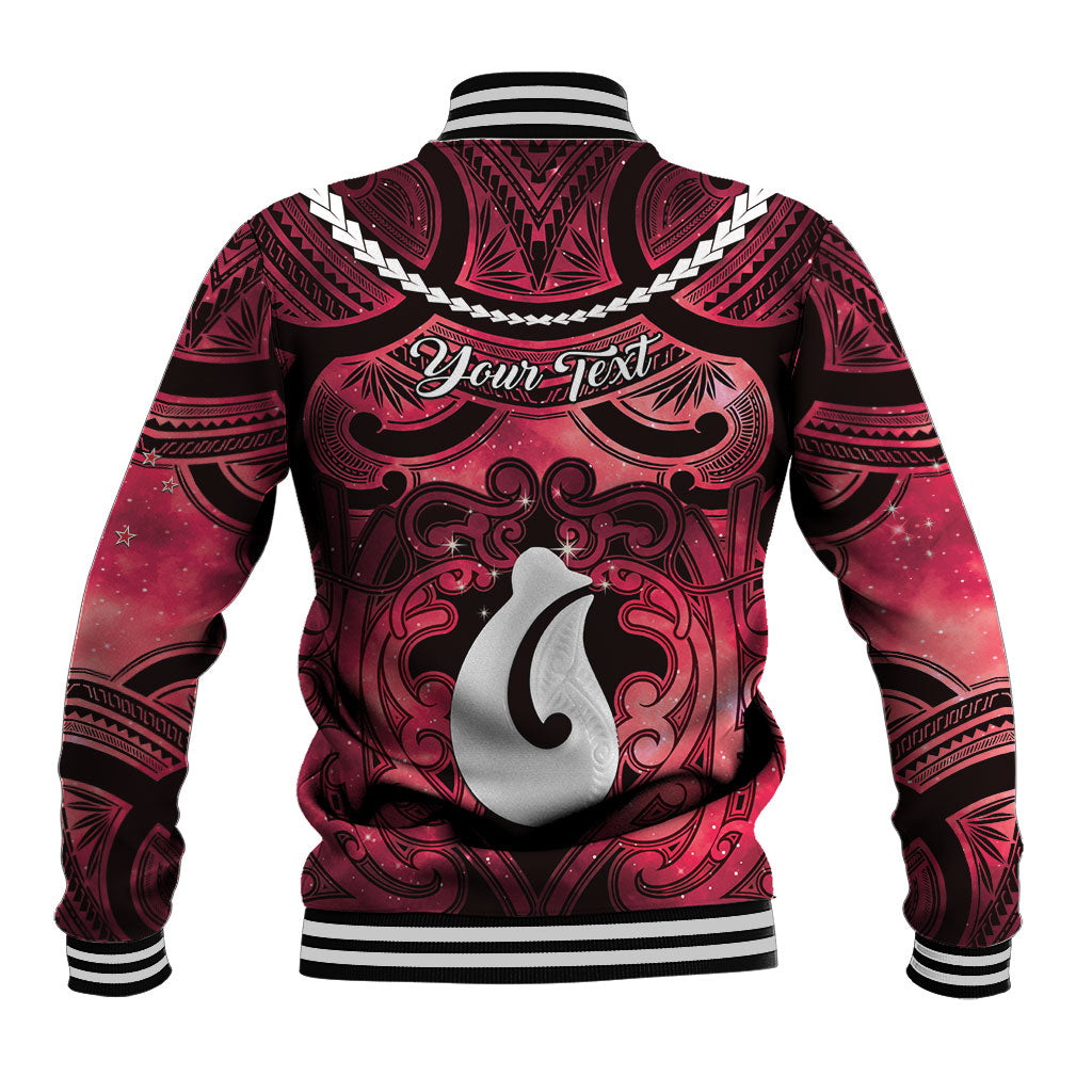 Personalised Maori Matariki Hei Matau Whero Baseball Jacket Maori Kowhaiwhai Pattern Galaxy