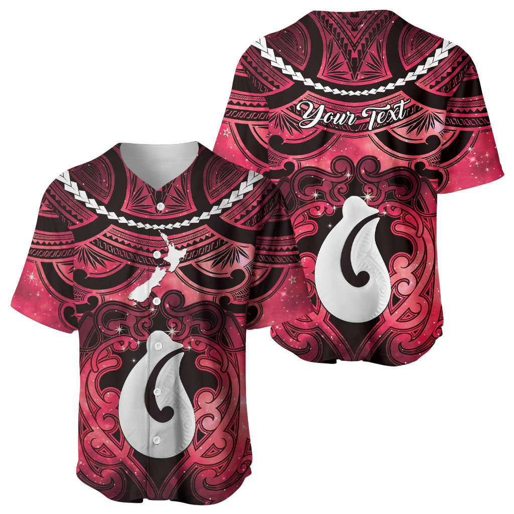 Personalised Maori Matariki Hei Matau Whero Baseball Jersey Maori Kowhaiwhai Pattern Galaxy