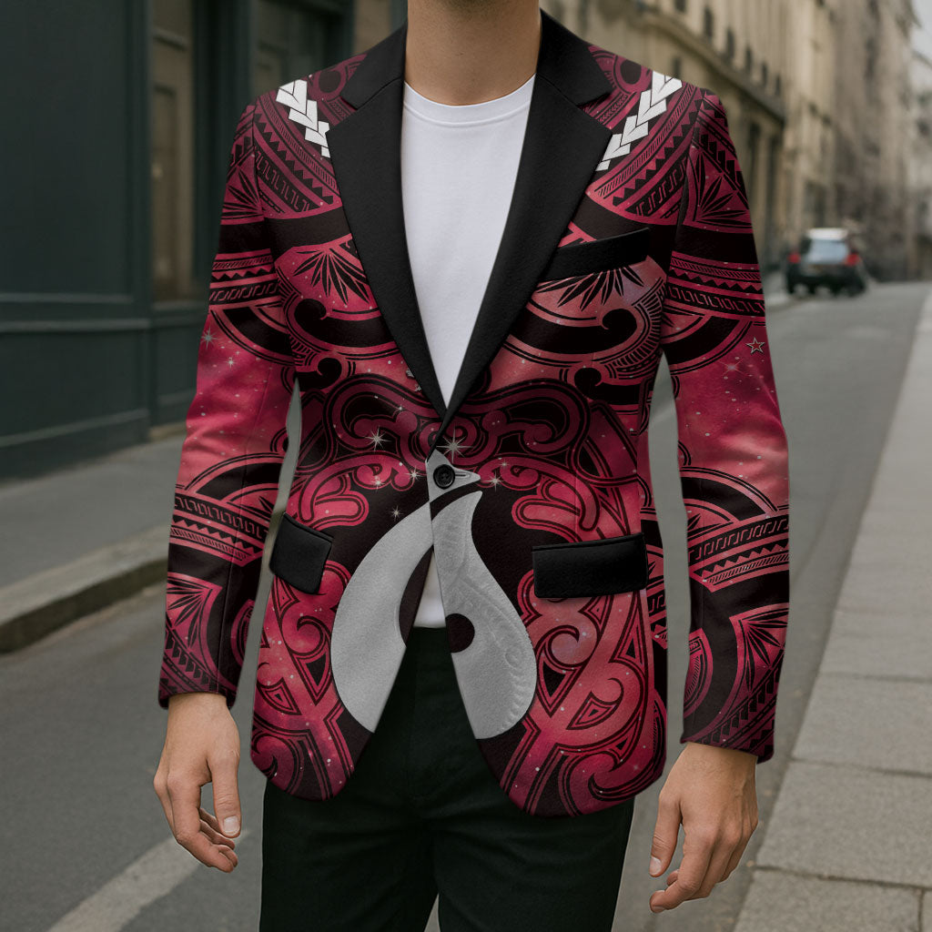 Personalised Maori Matariki Hei Matau Whero Blazer Maori Kowhaiwhai Pattern Galaxy