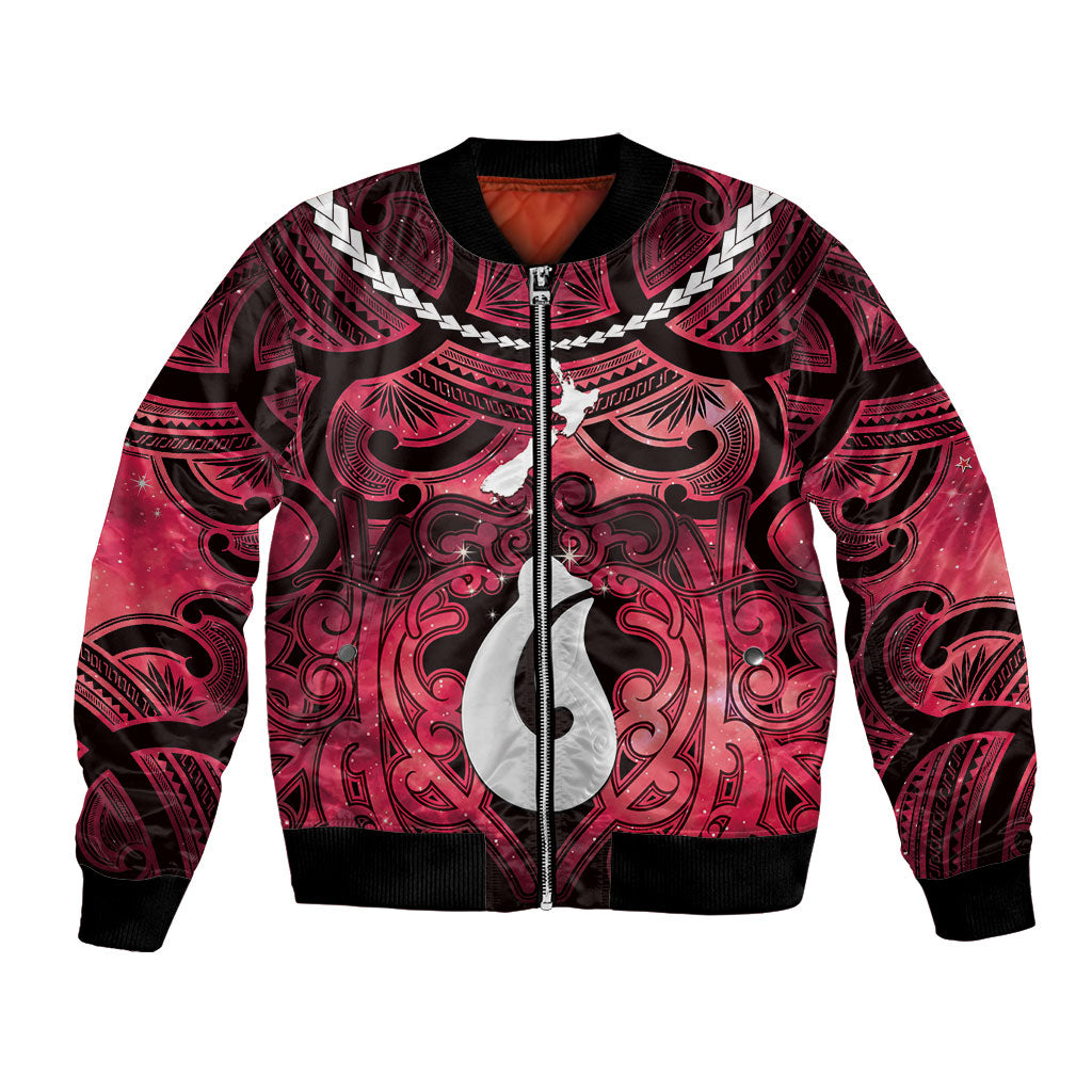 Personalised Maori Matariki Hei Matau Whero Bomber Jacket Maori Kowhaiwhai Pattern Galaxy