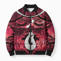 Personalised Maori Matariki Hei Matau Whero Bomber Puffer Jacket Maori Kowhaiwhai Pattern Galaxy