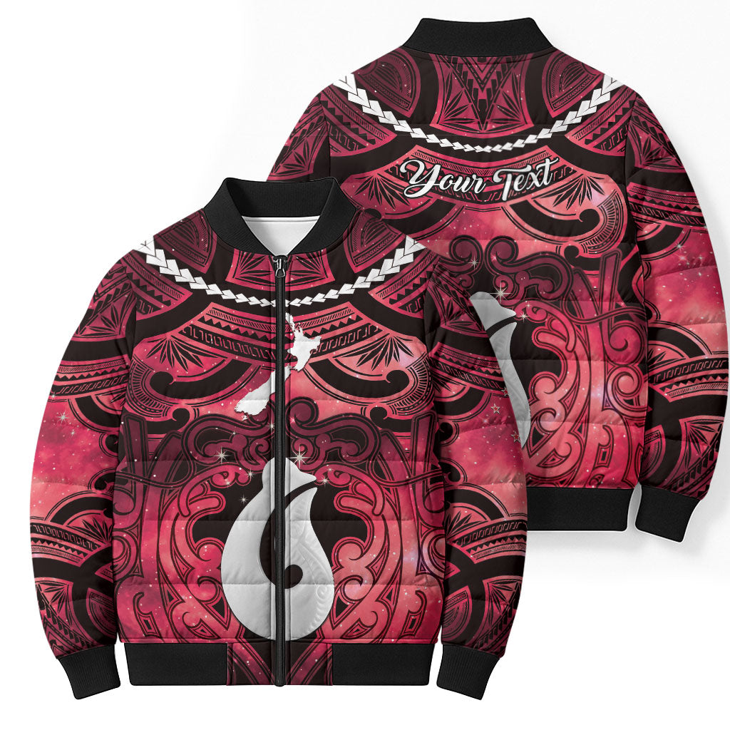 Personalised Maori Matariki Hei Matau Whero Bomber Puffer Jacket Maori Kowhaiwhai Pattern Galaxy