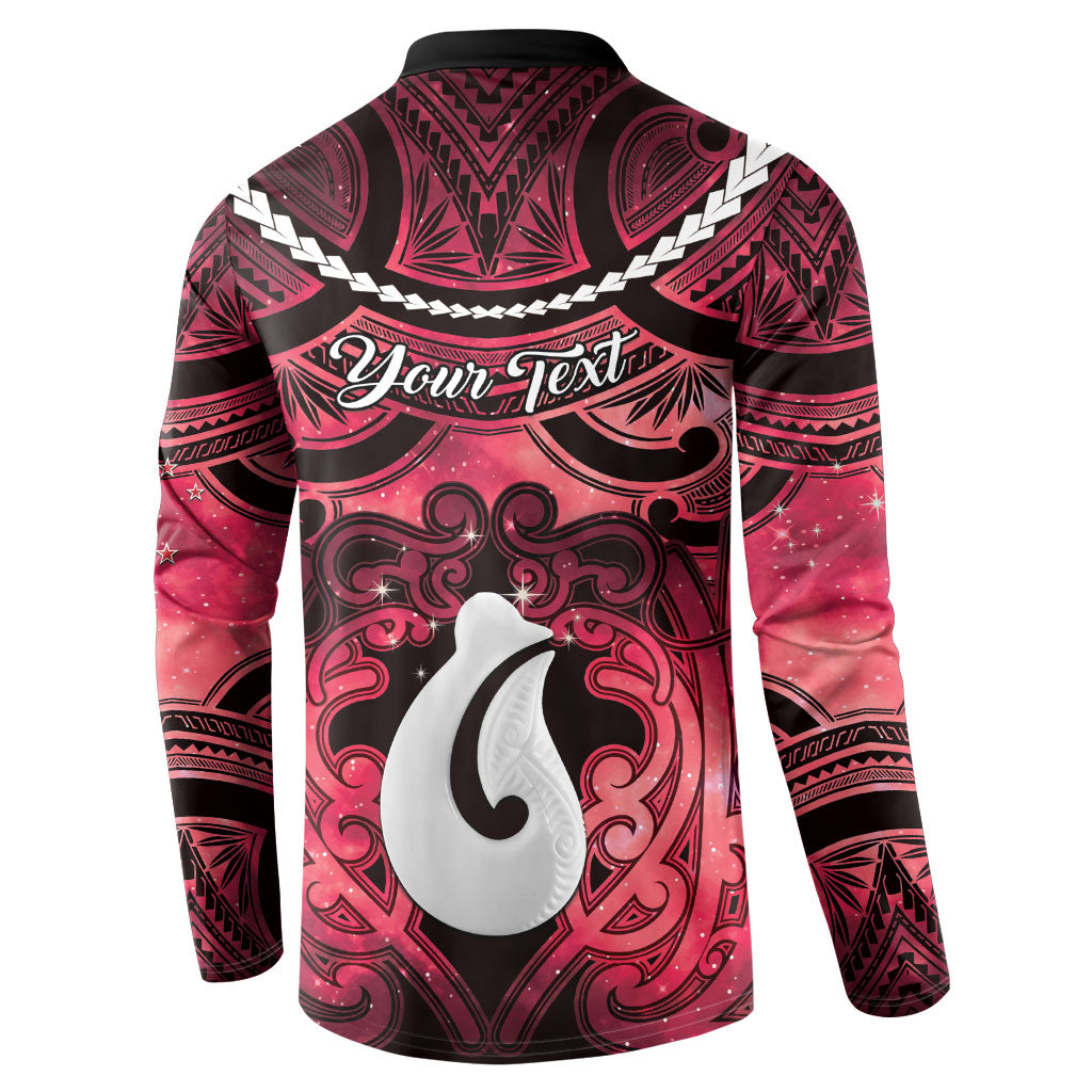 Personalised Maori Matariki Hei Matau Whero Button Sweatshirt Maori Kowhaiwhai Pattern Galaxy