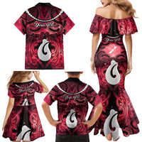 Personalised Maori Matariki Hei Matau Whero Family Matching Mermaid Dress and Hawaiian Shirt Maori Kowhaiwhai Pattern Galaxy