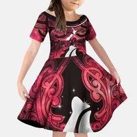 Personalised Maori Matariki Hei Matau Whero Family Matching Off Shoulder Maxi Dress and Hawaiian Shirt Maori Kowhaiwhai Pattern Galaxy