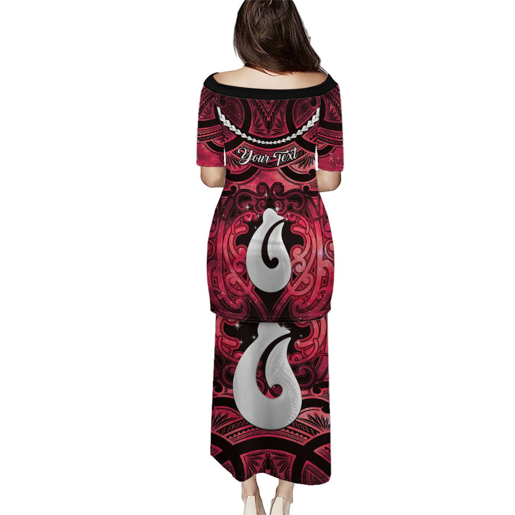 Personalised Maori Matariki Hei Matau Whero Family Matching Puletasi and Hawaiian Shirt Maori Kowhaiwhai Pattern Galaxy