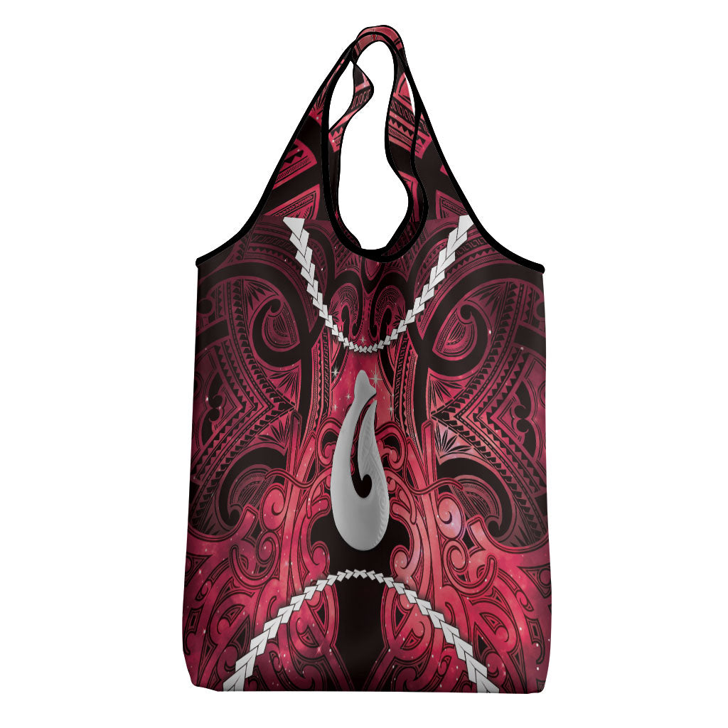 Maori Matariki Hei Matau Whero Grocery Bag Maori Kowhaiwhai Pattern Galaxy