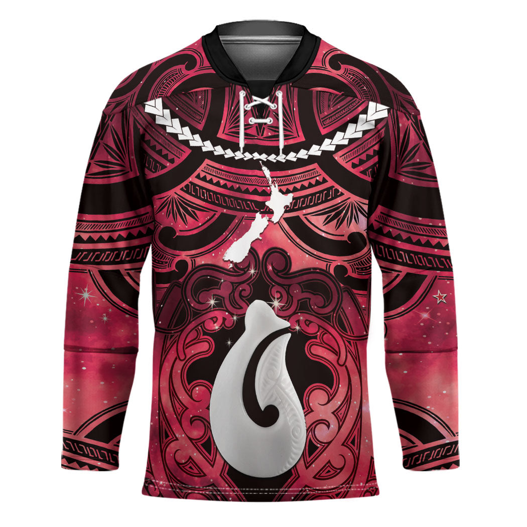 Personalised Maori Matariki Hei Matau Whero Hockey Jersey Maori Kowhaiwhai Pattern Galaxy