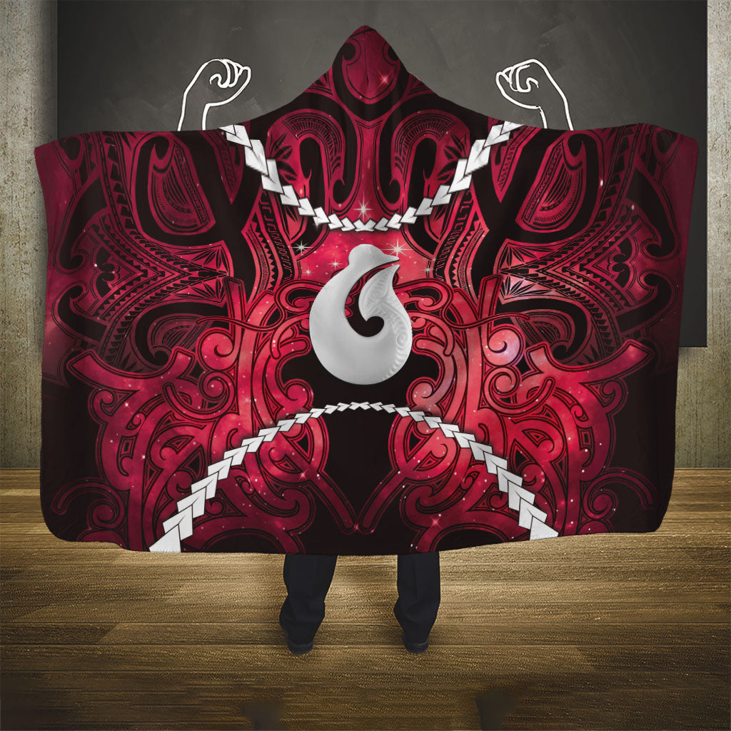 Maori Matariki Hei Matau Whero Hooded Blanket Maori Kowhaiwhai Pattern Galaxy