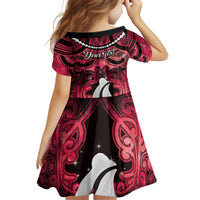 Personalised Maori Matariki Hei Matau Whero Kid Short Sleeve Dress Maori Kowhaiwhai Pattern Galaxy