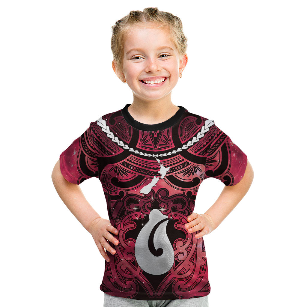 Personalised Maori Matariki Hei Matau Whero Kid T Shirt Maori Kowhaiwhai Pattern Galaxy