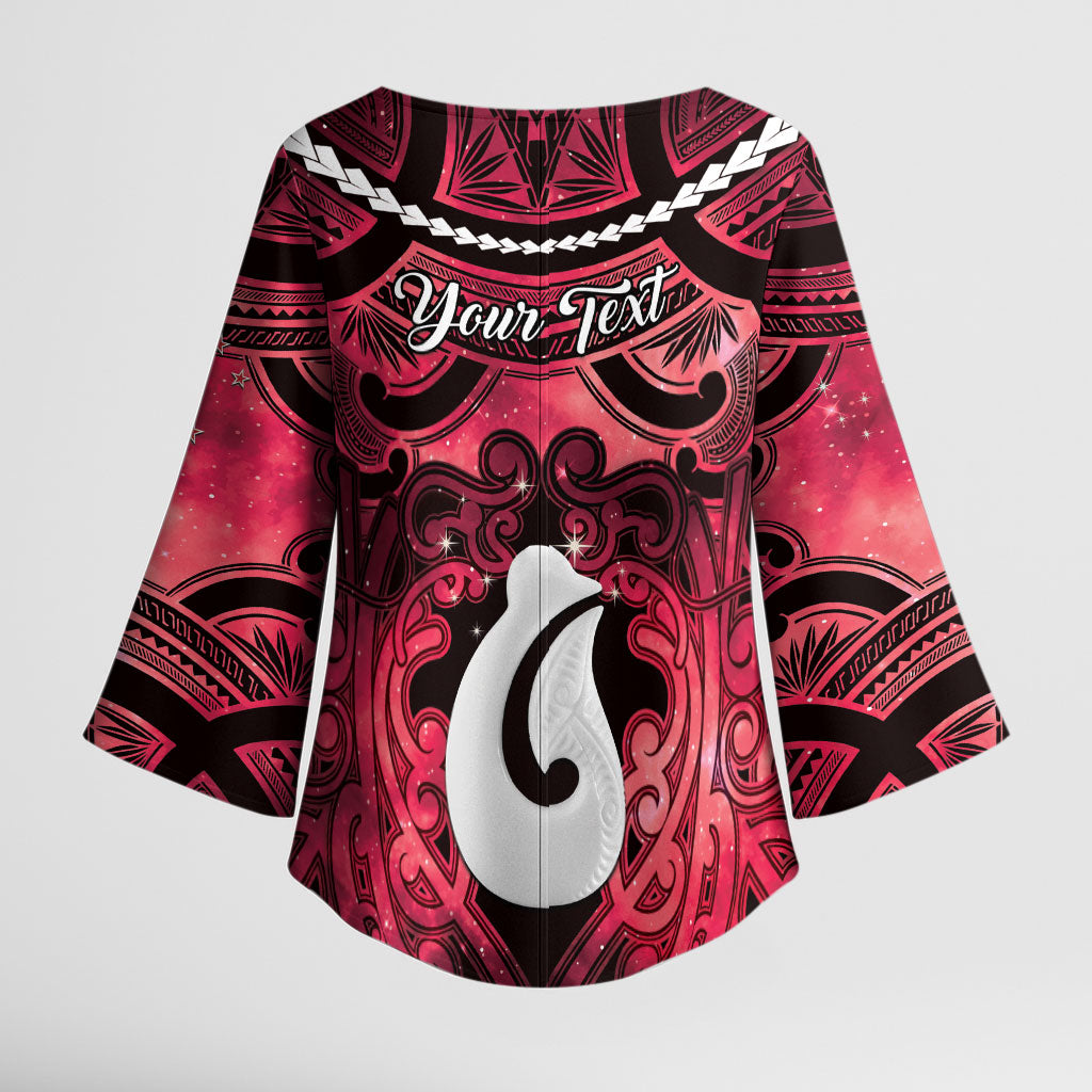 Personalised Maori Matariki Hei Matau Whero Kimono Sleeve Blouse Maori Kowhaiwhai Pattern Galaxy