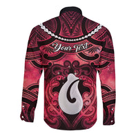 Personalised Maori Matariki Hei Matau Whero Long Sleeve Button Shirt Maori Kowhaiwhai Pattern Galaxy