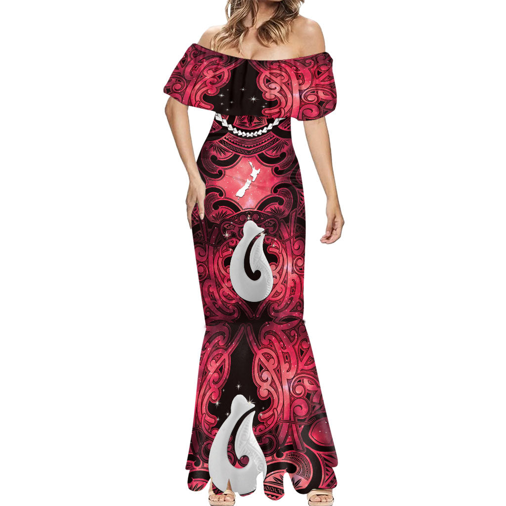 Personalised Maori Matariki Hei Matau Whero Mermaid Dress Maori Kowhaiwhai Pattern Galaxy LT01 - Polynesian Pride