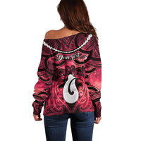 Personalised Maori Matariki Hei Matau Whero Off Shoulder Sweater Maori Kowhaiwhai Pattern Galaxy