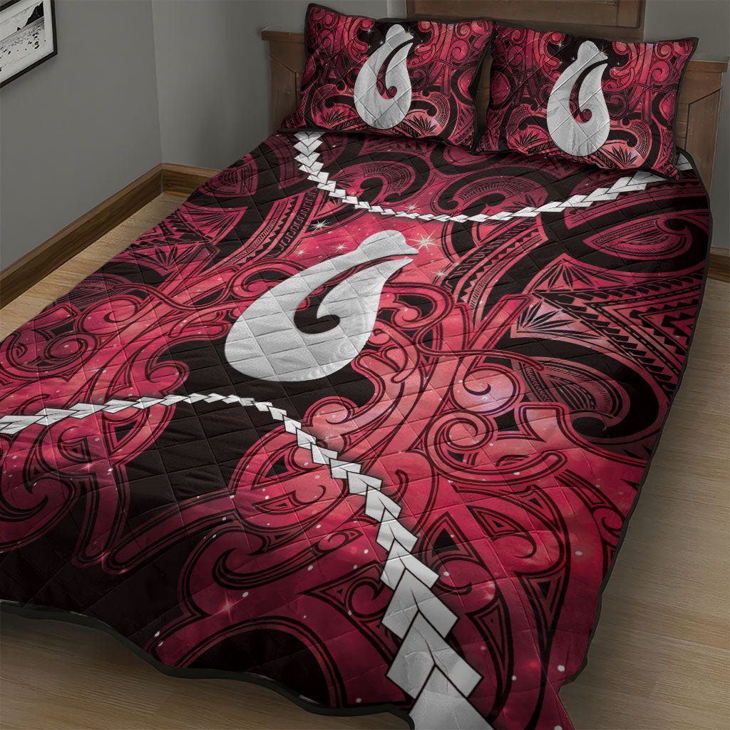 Maori Matariki Hei Matau Whero Quilt Bed Set Maori Kowhaiwhai Pattern Galaxy LT01 - Polynesian Pride