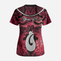 Personalised Maori Matariki Hei Matau Whero Scrub Top Maori Kowhaiwhai Pattern Galaxy LT01 - Polynesian Pride
