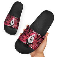 Maori Matariki Hei Matau Whero Slide Sandals Maori Kowhaiwhai Pattern Galaxy LT01 - Polynesian Pride
