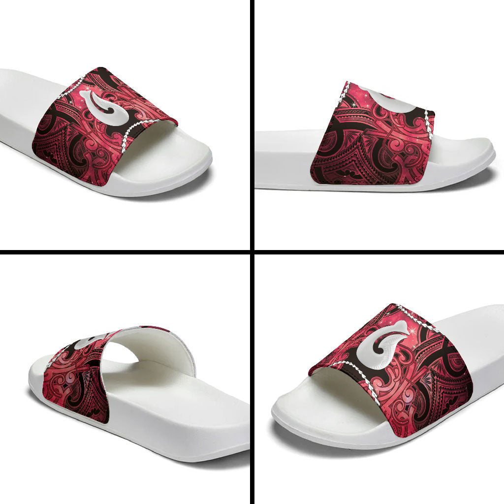 Maori Matariki Hei Matau Whero Slide Sandals Maori Kowhaiwhai Pattern Galaxy LT01 - Polynesian Pride