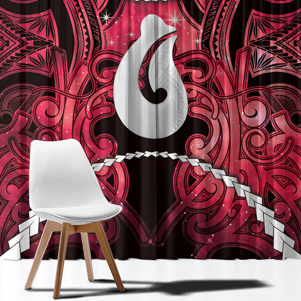 Maori Matariki Hei Matau Whero Window Curtain Maori Kowhaiwhai Pattern Galaxy