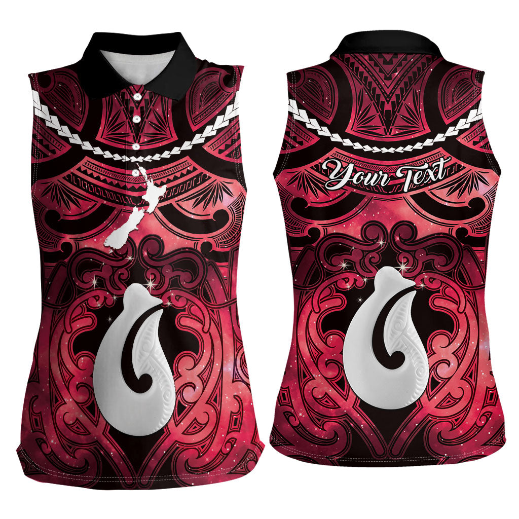 Personalised Maori Matariki Hei Matau Whero Women Sleeveless Polo Shirt Maori Kowhaiwhai Pattern Galaxy