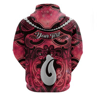 Personalised Maori Matariki Hei Matau Whero Zip Hoodie Maori Kowhaiwhai Pattern Galaxy