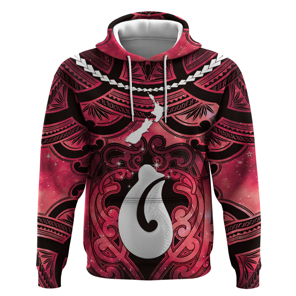 Personalised Maori Matariki Hei Matau Whero Zip Hoodie Maori Kowhaiwhai Pattern Galaxy