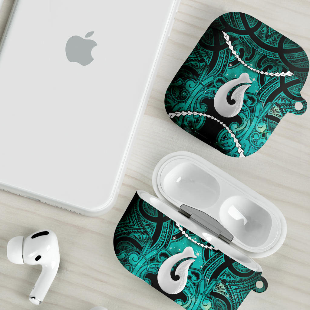 Maori Matariki Hei Matau Turquoise AirPods Case Maori Kowhaiwhai Pattern Galaxy LT01 - Polynesian Pride