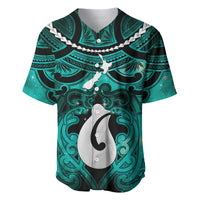 Personalised Maori Matariki Hei Matau Turquoise Baseball Jersey Maori Kowhaiwhai Pattern Galaxy LT01 Turquoise - Polynesian Pride